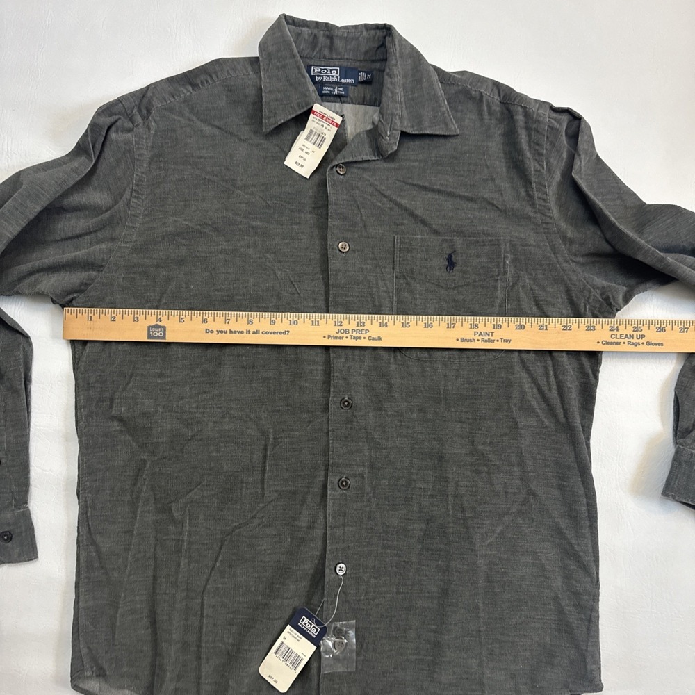 Vintage Polo Ralph Lauren Marlowe Mens M Grey 100% Cotton Button Down Shirt Soft - Picture 5 of 7
